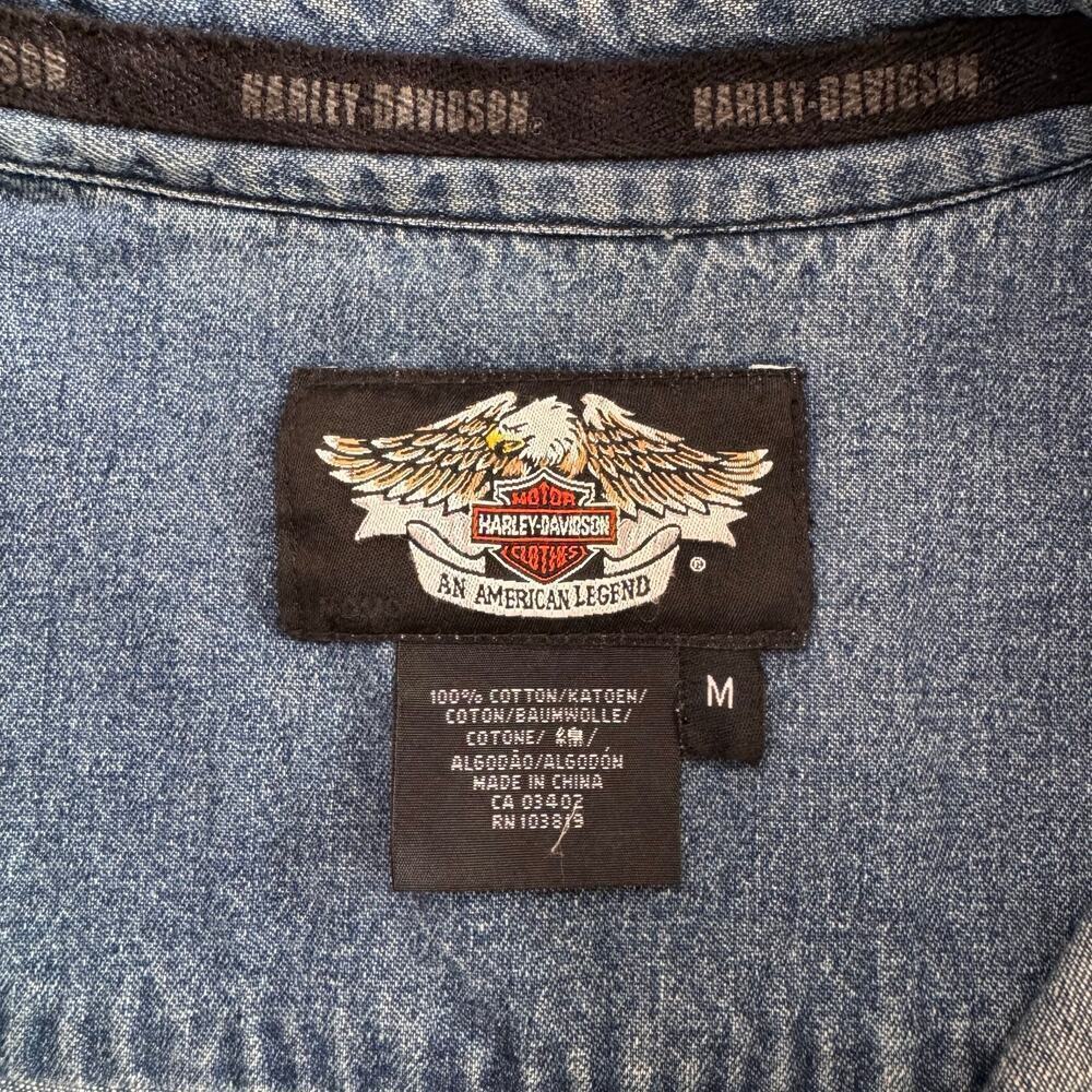 Vintage Harley Davidson Denim Vest w/ Various Biker Patches & Pins, Men's Medium - Picture 3 of 11